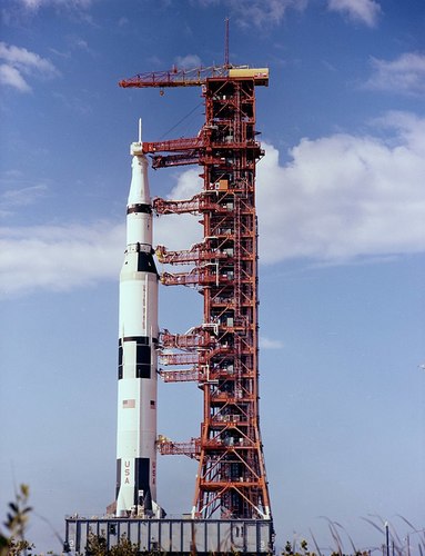 Apollo 13 Saturn V during rollout. 