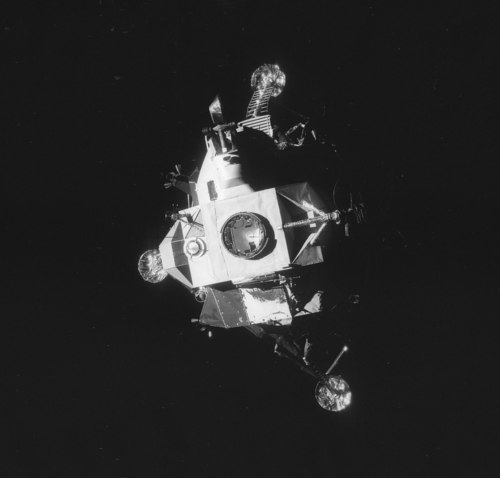 The LM after being jettisoned above Earth. 